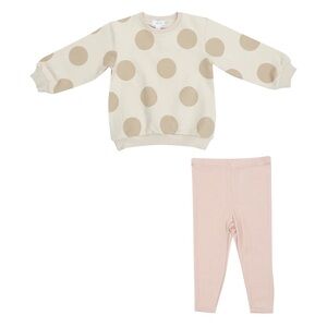 Angel Dear Oversized Sweatshirt + Legging - Beige Dot 
Size 5